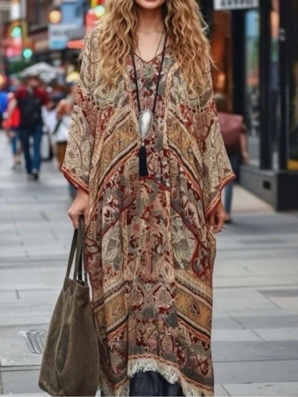 Zara Bohemian Paisley Maxi Dress in Brown and Cream
